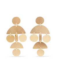 Annie Costello Brown Mini Pompom Gold Tone Earrings