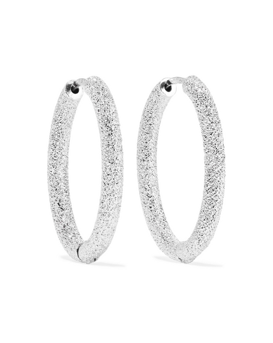 Carolina Bucci Florentine 18 Karat White Gold Hoop Earrings
