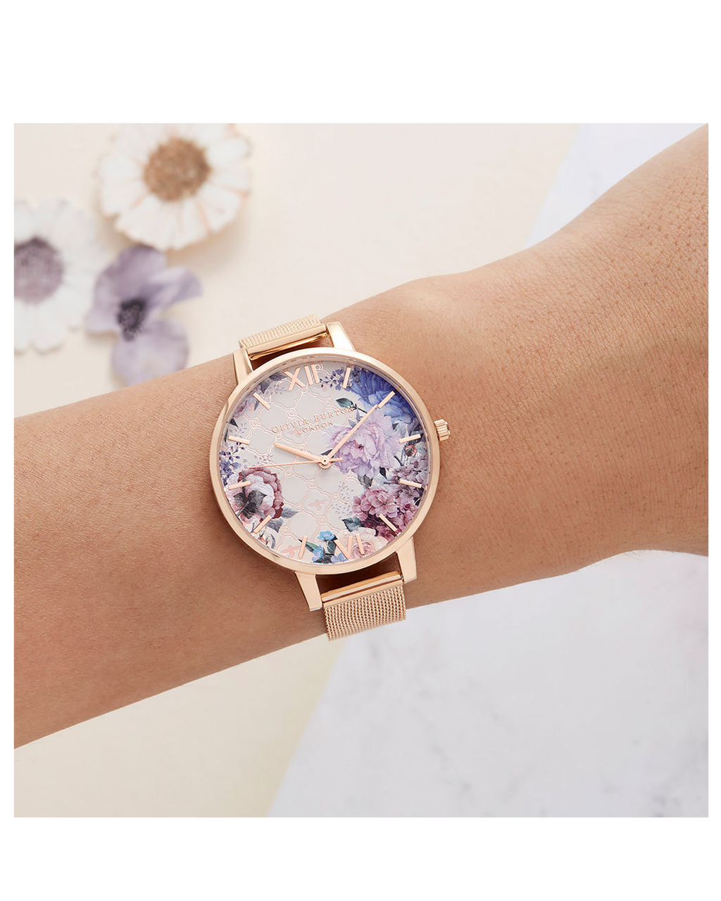Olivia Burton Glasshouse Rose Gold Plated Mesh Ladies Watch Vendy