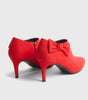 Red Suedette Bow Heeled Shoe Boots